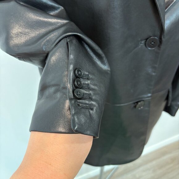 Aritzia Wilfred Memories Faux Leather Blazer Black Perfect Condition 90s S - Picture 5 of 12